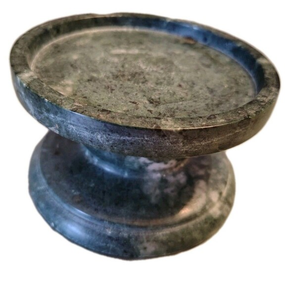 Candle Pedestal Solid Jade Holder Green 3.94" EC - Picture 4 of 6